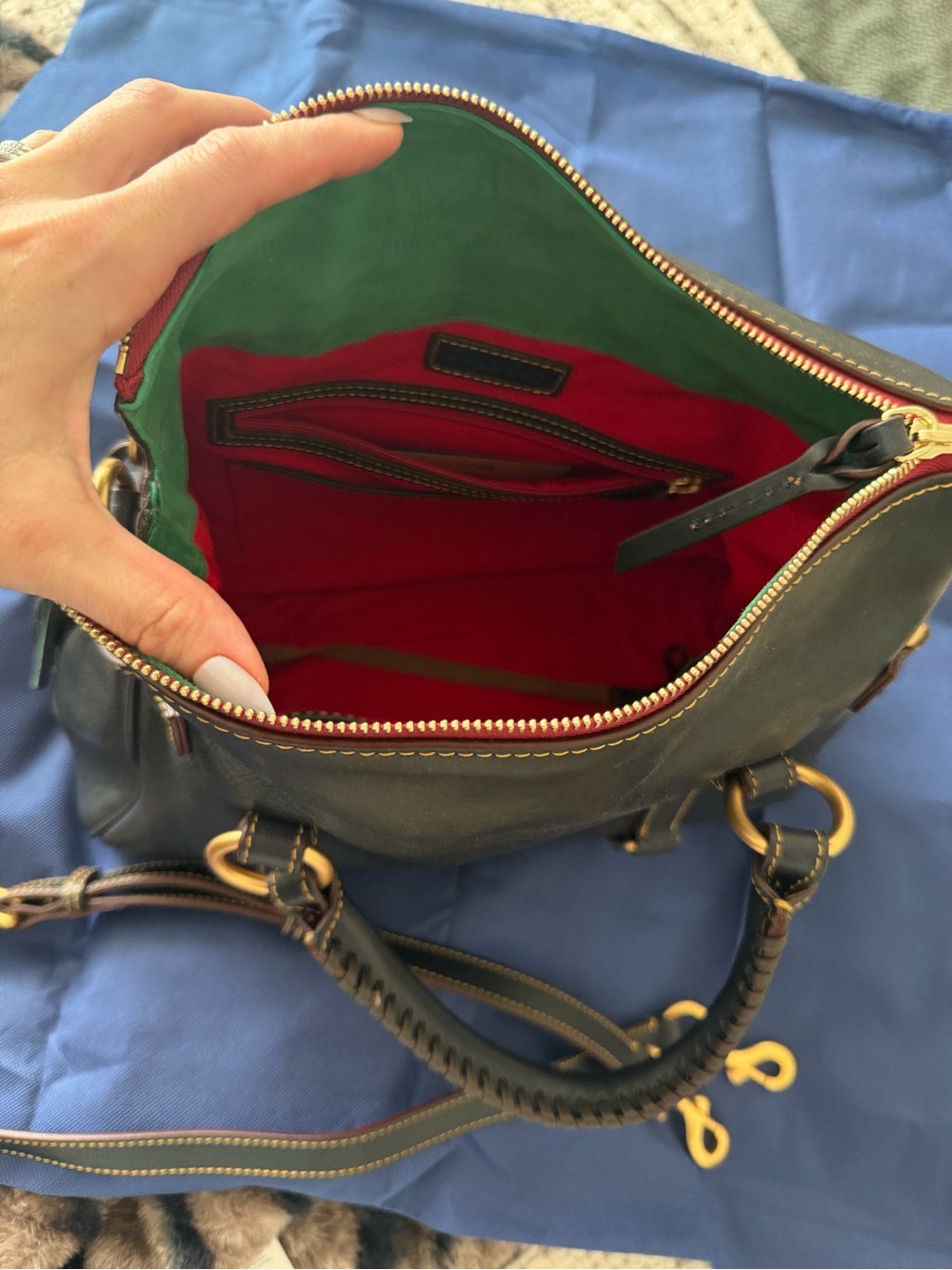 Dooney & Bourke Navy Large Florentine Satchel - Picture 9 of 11